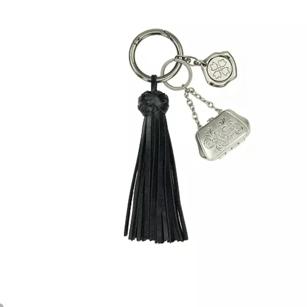 Patricia Nash Black Tassel Key Chain with Silver Charms
